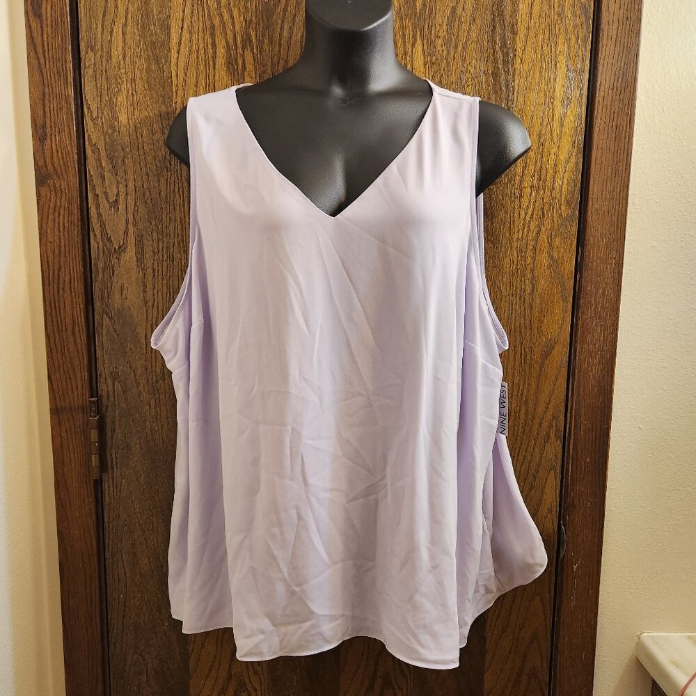Nine West Women's Plus Size 4X Lilac Sleeveless Blouse V-Neck Imperfections NWT